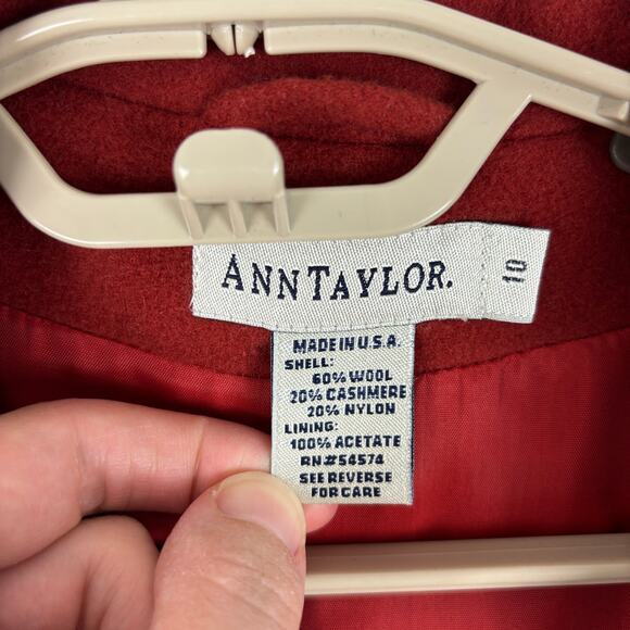Ann Taylor Vintage 90s Red-Orange 3-Button Blazer Jacket Wool Cashmere Nylon - Picture 8 of 9